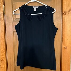 Banana Republic Black Sleeveless Top with Textured Collar